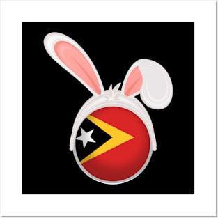 happy easter Timor Leste bunny ears flag cute designs Posters and Art